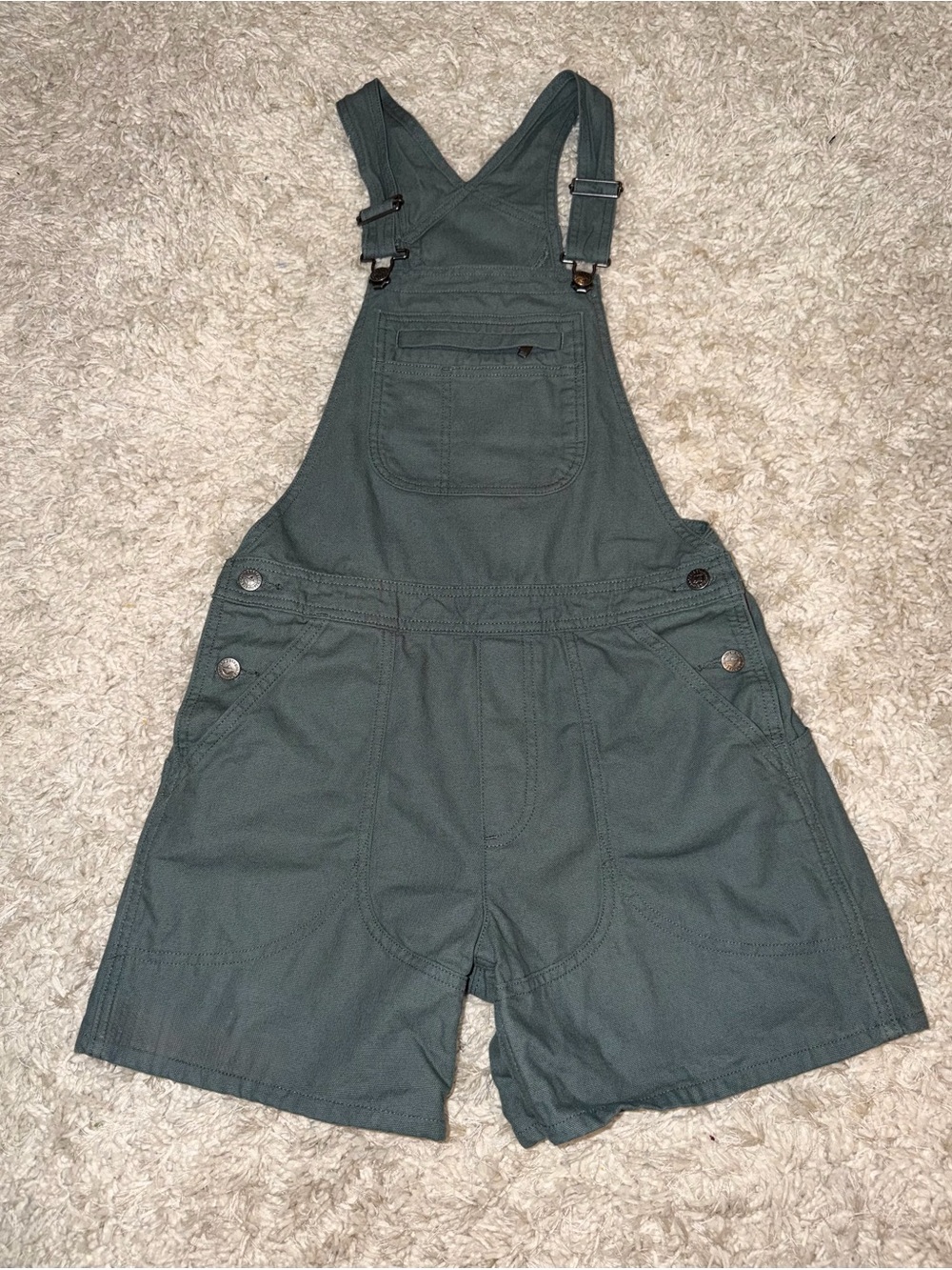 Patagonia Stand Up Short Overalls Green Organic Cotton Utility Dungarees XS